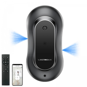 Robottinen ikkunanpesija Liectroux YW810, kaksisuuntainen veden suihkutus, erittäin ohut, robottipölynimuri ikkunoille, kotikäyttöön tarkoitettu sähköinen lasinpesin ja -pyyhin, kuiva- ja märkäpuhdistus, tekoälyreititys, harjaton moottori, sovellus- ja kaukosäädin, nelinkertainen turvasuojaus.